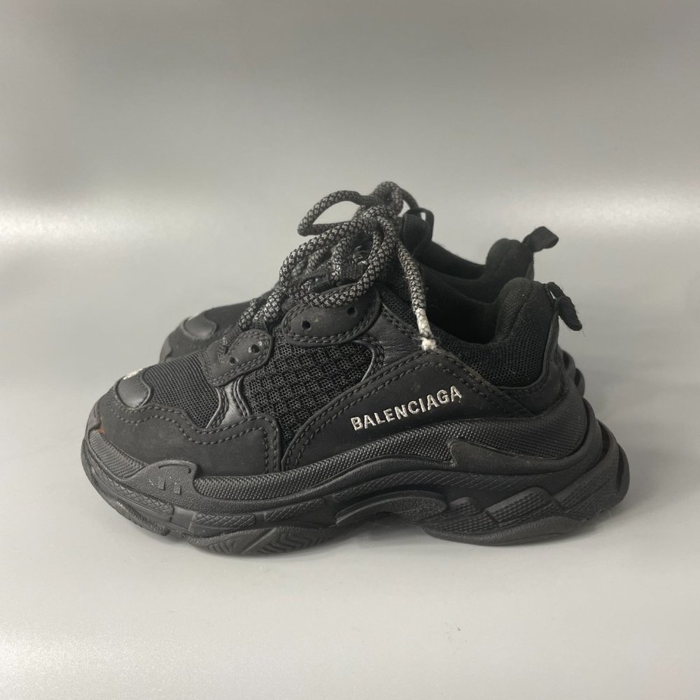 Balenciaga Triple S Kid's Black Polyurethane Wedge Trainer Sneakers, 29 - Picture 6 of 14